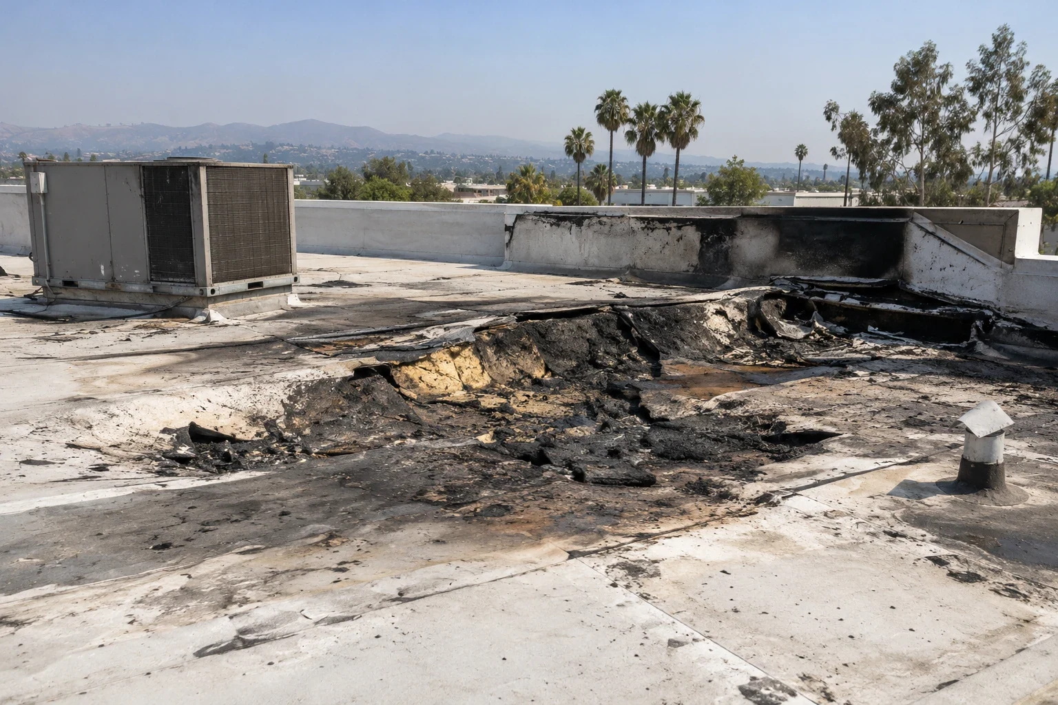 Commercial Fire Damage Roof Repair in Murrieta, CA